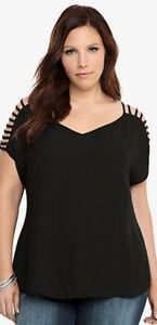 Torrid Size 3 Black Ladder Sleeve Top
